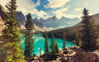 Картинка природа, супер, горы, красиво, озеро, леса, Канада