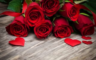 Картинка Розы, сердце, красный, цветы