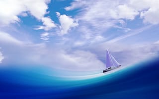 Картинка море, небо, Soorelis, волна, яхта