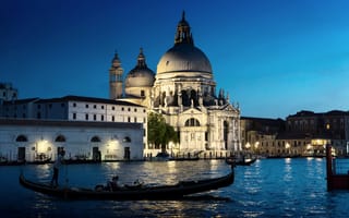 Картинка Венеция, вечер, лодка, город