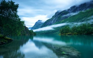 Картинка поверхность, дно, loenvatnet, озеро, камни, Лоен, западная норвегия
