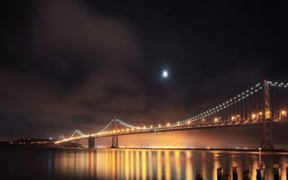 Картинка огоньки, вечер, мост