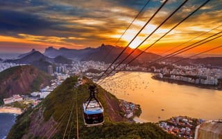 Картинка Бразилия, rio de janeiro, город, горы, фуникулер