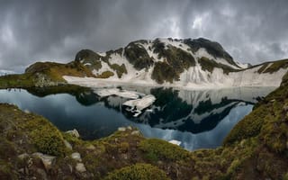 Картинка горы, отражение, Болгария, снег, лед, Краси Матаров, озеро