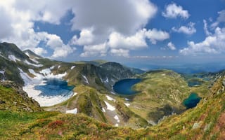 Картинка голубое небо, Болгария, облака, весна, озера, горы, Краси Матаров, зелень
