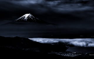 Картинка Takashi, облака, гора, Scenery X, Япония, ночь