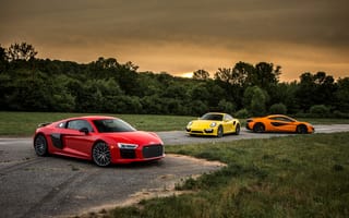 Картинка Porsche, суперкары, Audi, McLaren, трио