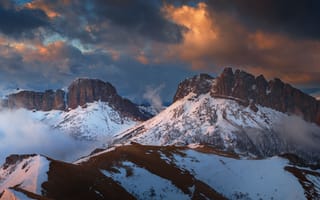Картинка горы, снег, Михаил Дубровинский, тучи, небо, Чертовы ворота