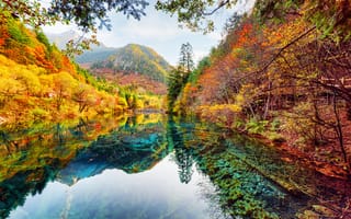 Картинка природа, горы, туристы, Осень