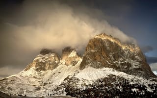 Картинка горы, облака, вершины, снег, suk eun kim