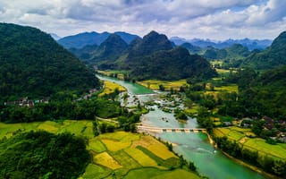 Обои природа, горы, Вьетнам, река
