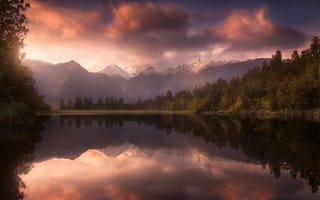 Картинка Новая Зеландия, горы, природа, отражение, красота