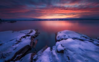 Картинка природа, рассвет, Ole Henrik Skjelstad, Норвегия, зима, озеро, фотограф
