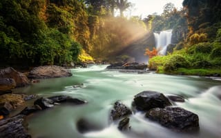 Картинка Индонезия, Тегенунган, водопад, река, лес, природа, камни
