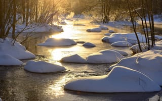 Обои Hannu Koskela, природа, зима, река, деревья, снег