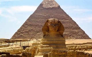 Обои песок, сфинкс, Египет, пирамиды, барханы