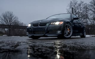 Картинка black, дождь, M3, BMW, асфальт