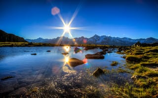 Картинка Восход, Швейцария, Эгина, Гомес, фотограф imhof patrick, солнце, озеро