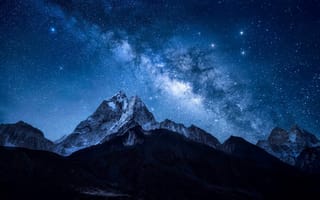 Картинка горы, ночь, небо, млечный путь