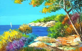 Картинка sea, art, artist, impressionist, landscape, shore, jean marc janiaczyk