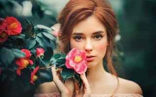 Картинка девушка, Ольга Бойко, цветы, Olga Boyko, фотограф, портрет