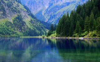 Обои Австрия, леса, природа, заповедник, пейзаж, горы, озеро, Альпы