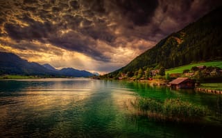 Обои Вайсензее - белое озеро под облачным небом
