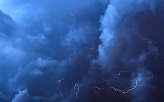 Картинка Синие, тучи, природа, молния, шторм