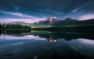 Картинка природа, David Dai, отражение, утро, озеро, Канада, горы