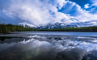 Картинка природа, Канада, Герберт, лес, David Dai, горы, отражение, озеро, облака