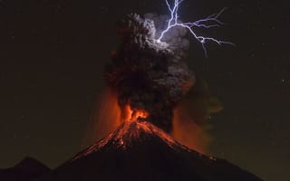 Картинка вулкан, разряд, извержение