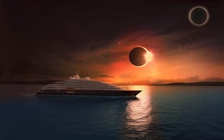 Картинка eclipse, море, небо