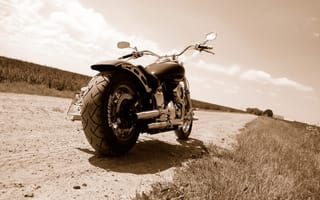 Картинка мотоцикл, yamaha, дорога, drag star, сепия