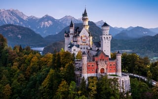 Картинка Германия, горы, замок, neuschwanstein, природа, красиво, Осень