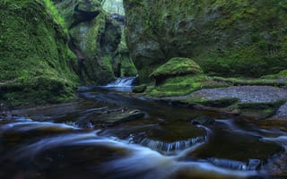 Картинка Шотландия, ущелье, река, природа, мох
