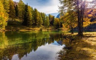 Картинка природа, Швейцария, октябрь, озеро, осень, деревья