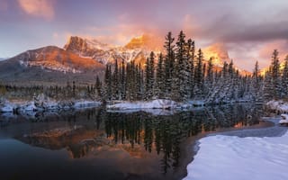 Картинка горы, природа, Зима, река