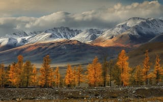 Картинка Краси Матаров, пейзаж, облака, деревья, осень, горы, природа