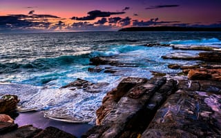 Обои Australia, океан, камни, закат, природа, волны