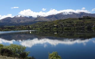Картинка вода, пейзаж, холмы, отражение, новая зеландия