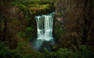 Картинка водопад, поток, лес, вода, обрыв