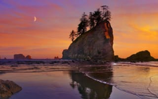 Картинка Закат на, штат Вашингтон, побережье в национальном парке Олимпик, США