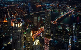 Картинка United States, New York, Skyscrapers, Cityscape, Lights, Night