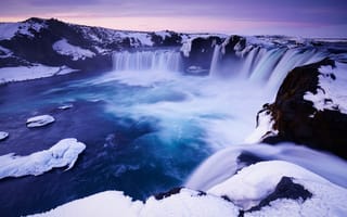 Картинка Водопад, Исландия, зима, Годафосс