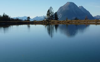 Картинка озеро, горы, тироль, деревья, австрия