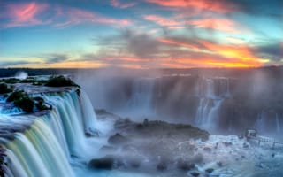 Картинка Водопад, Пейзаж, Река, Бразилия, Iguazu, Природа