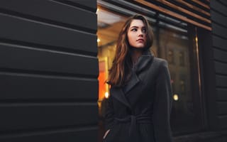 Картинка девушка, пальто, улица