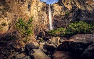 Картинка Водопад, Природа, Камень, Скала, Утес, Камни, Йосемити, Калифорния