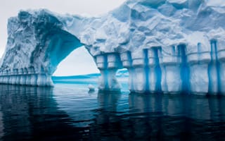 Картинка Антарктида, синий, вода, Antarctica, море, отражение, айсберг, океан