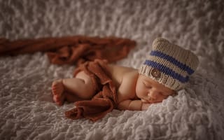 Картинка ребёнок, малыш, ткани, младенец, шапочка, голыш, сон